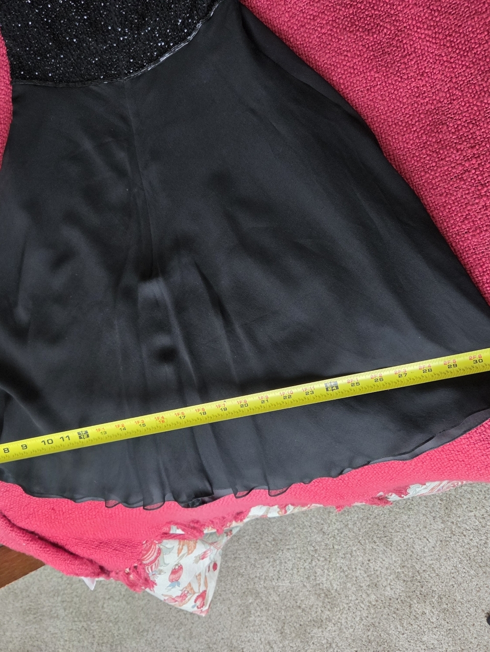 Vintage Little Black Dress - Beaded Bodice, Empire Waist, Flowing Silk Skirt - Picture 13 of 16